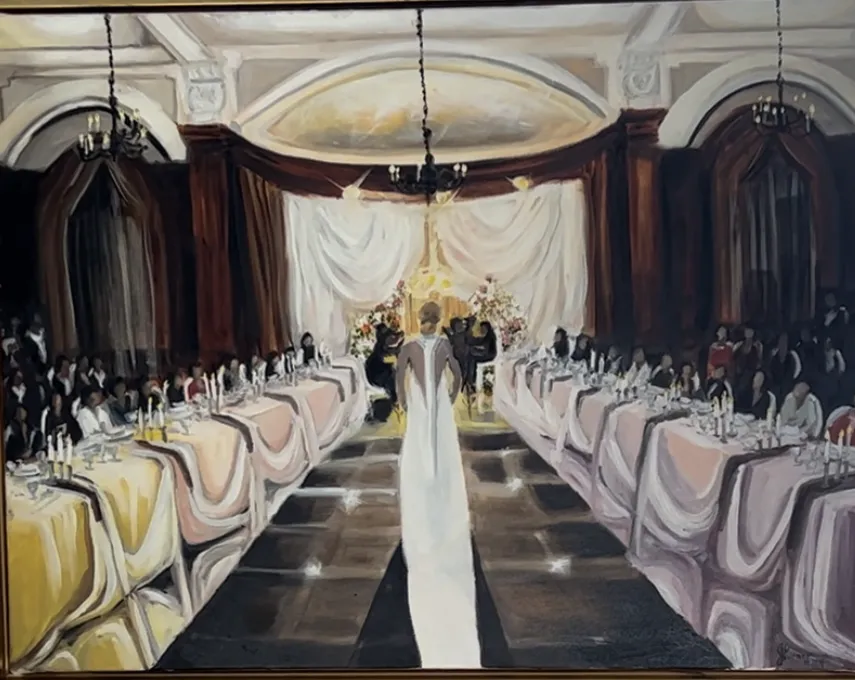Finished live painting of the La Marie bridal runway show at The Vancouver Club